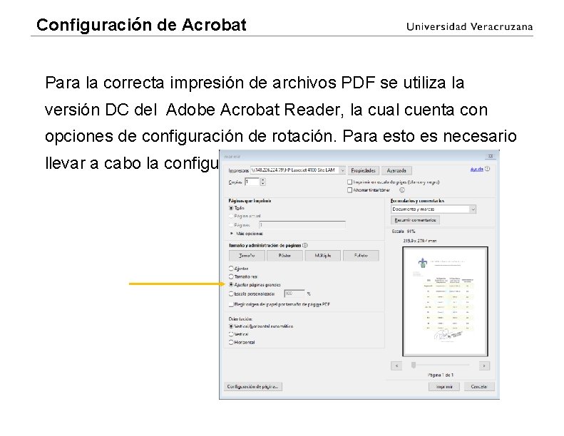 Configuración de Acrobat Para la correcta impresión de archivos PDF se utiliza la versión Configuración de Acrobat Para la correcta impresión de archivos PDF se utiliza la versión