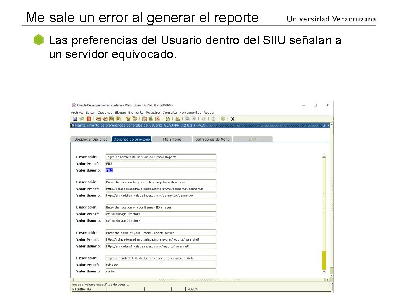 Me sale un error al generar el reporte Las preferencias del Usuario dentro del Me sale un error al generar el reporte Las preferencias del Usuario dentro del