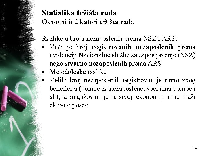 Statistika tržišta rada Osnovni indikatori tržišta rada Razlike u broju nezaposlenih prema NSZ i