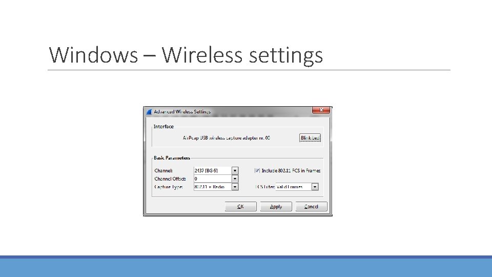 Windows – Wireless settings 