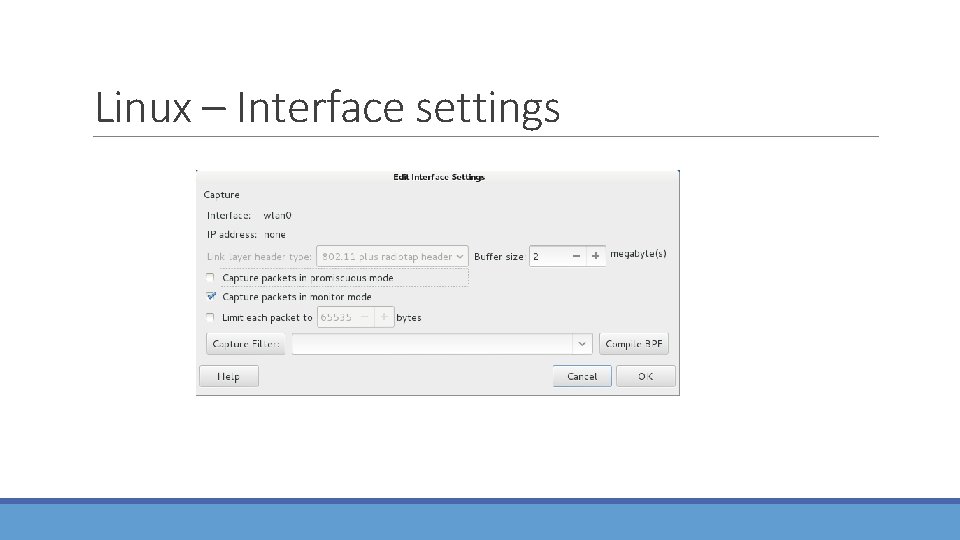 Linux – Interface settings 