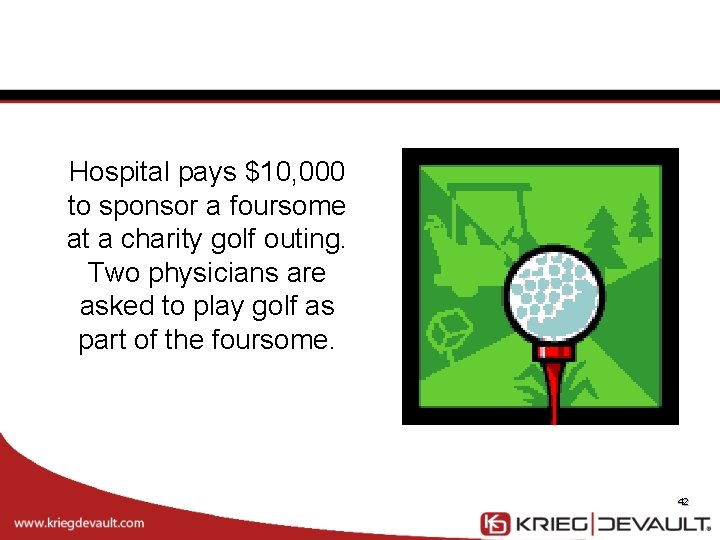 Hospital pays $10, 000 to sponsor a foursome at a charity golf outing. Two