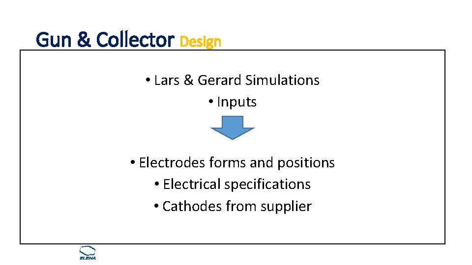 Gun & Collector Design • Lars & Gerard Simulations • Inputs • Electrodes forms