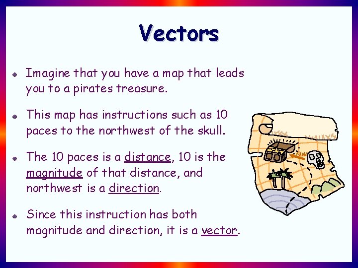 Vectors Imagine that you have a map that leads you to a pirates treasure. Vectors Imagine that you have a map that leads you to a pirates treasure.