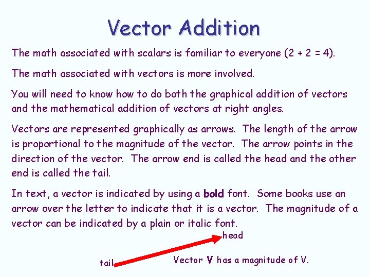 Vector Addition The math associated with scalars is familiar to everyone (2 + 2 Vector Addition The math associated with scalars is familiar to everyone (2 + 2