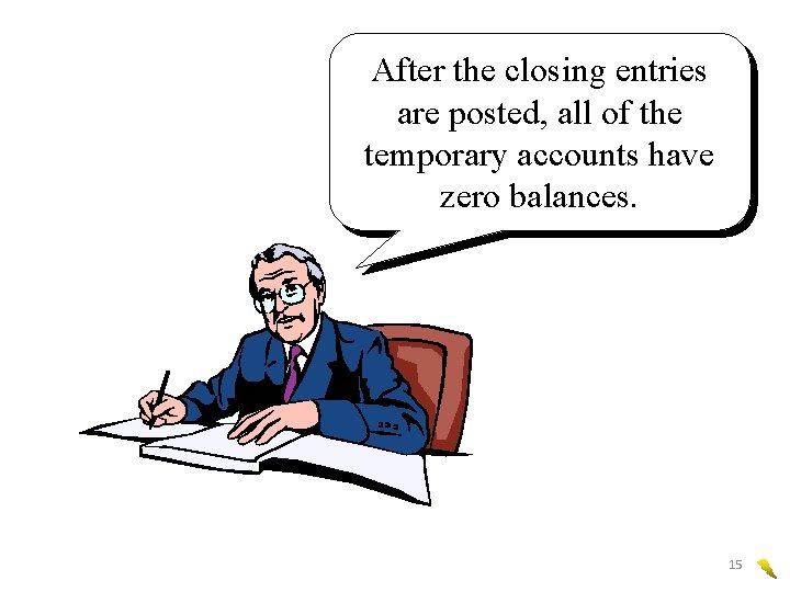 After the closing entries are posted, all of the temporary accounts have zero balances.