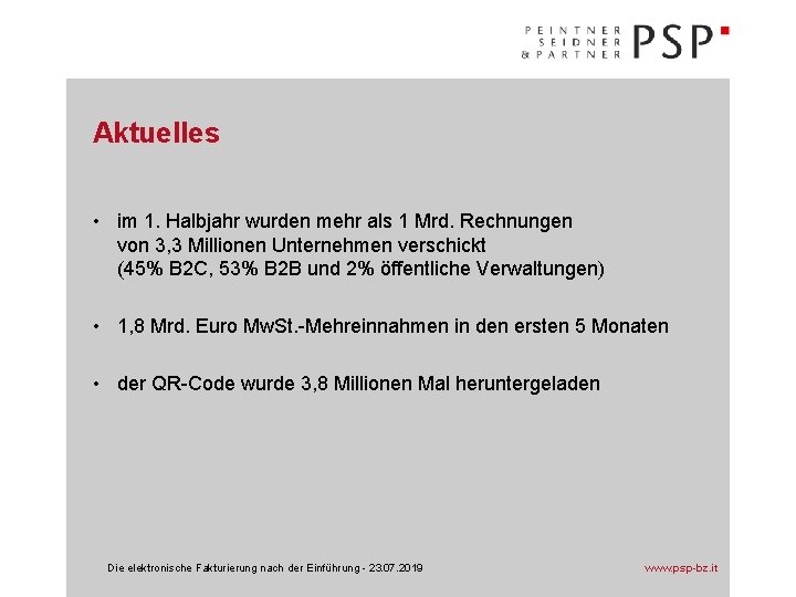 Aktuelles • im 1. Halbjahr wurden mehr als 1 Mrd. Rechnungen von 3, 3