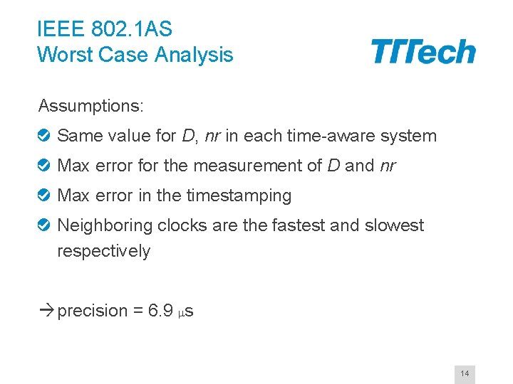 IEEE 802. 1 AS Worst Case Analysis Assumptions: Same value for D, nr in