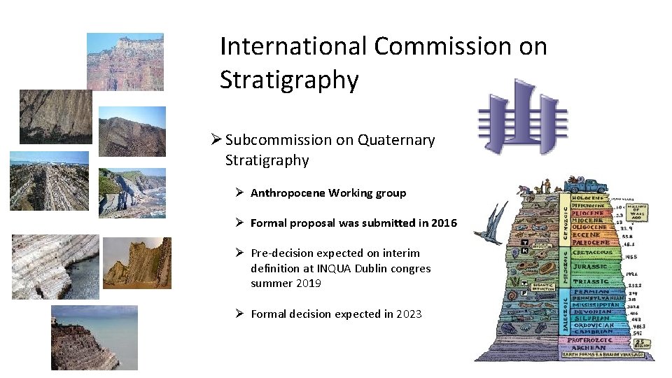 International Commission on Stratigraphy Ø Subcommission on Quaternary Stratigraphy Ø Anthropocene Working group International Commission on Stratigraphy Ø Subcommission on Quaternary Stratigraphy Ø Anthropocene Working group