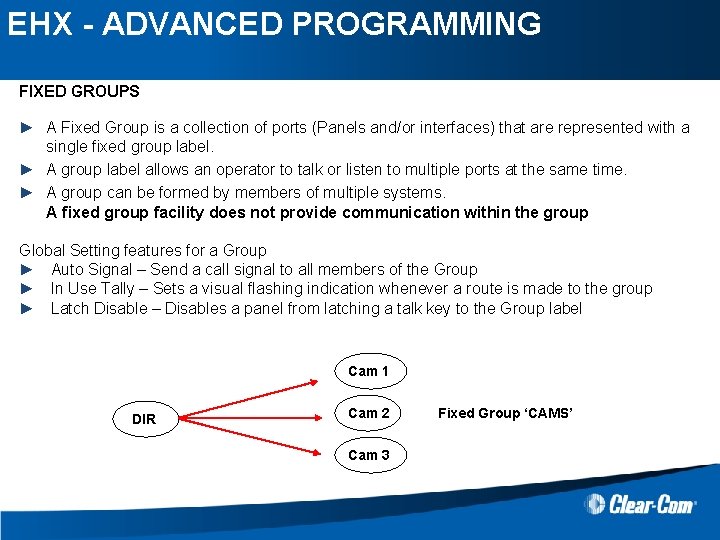 EHX - ADVANCED PROGRAMMING FIXED GROUPS ► A Fixed Group is a collection of