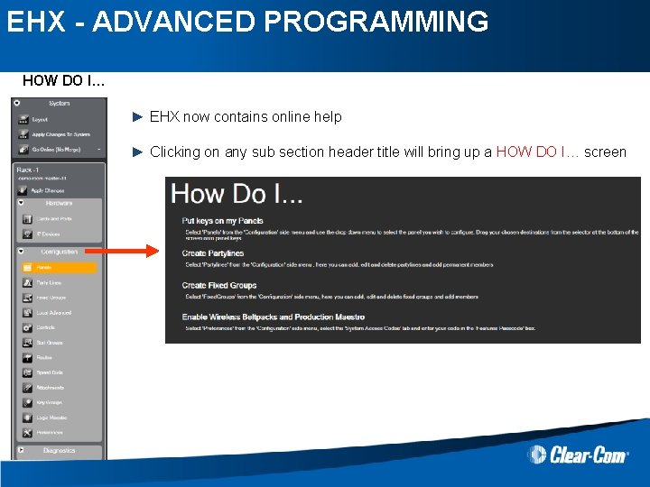 EHX - ADVANCED PROGRAMMING HOW DO I… ► EHX now contains online help ►