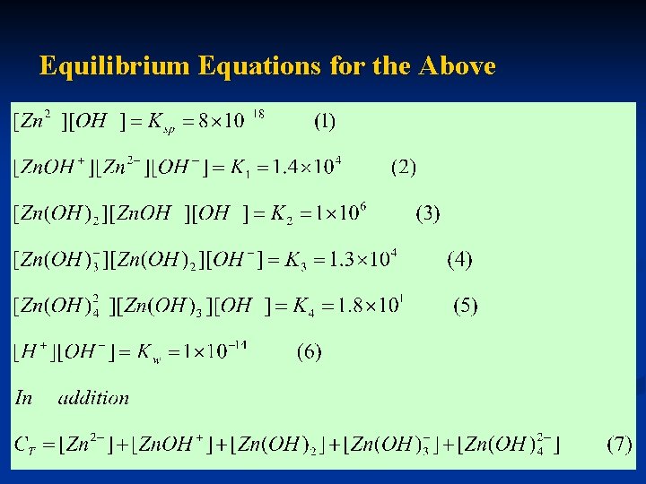 Equilibrium Equations for the Above 
