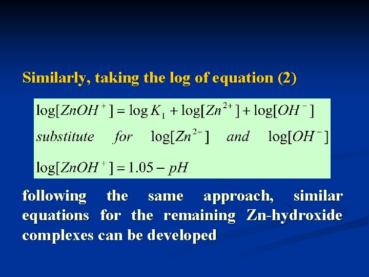 Similarly, taking the log of equation (2) following the same approach, similar equations for