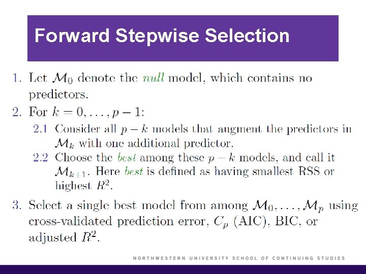 Forward Stepwise Selection 