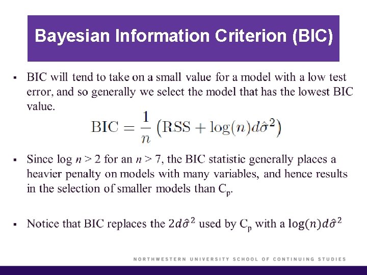 Bayesian Information Criterion (BIC) § 
