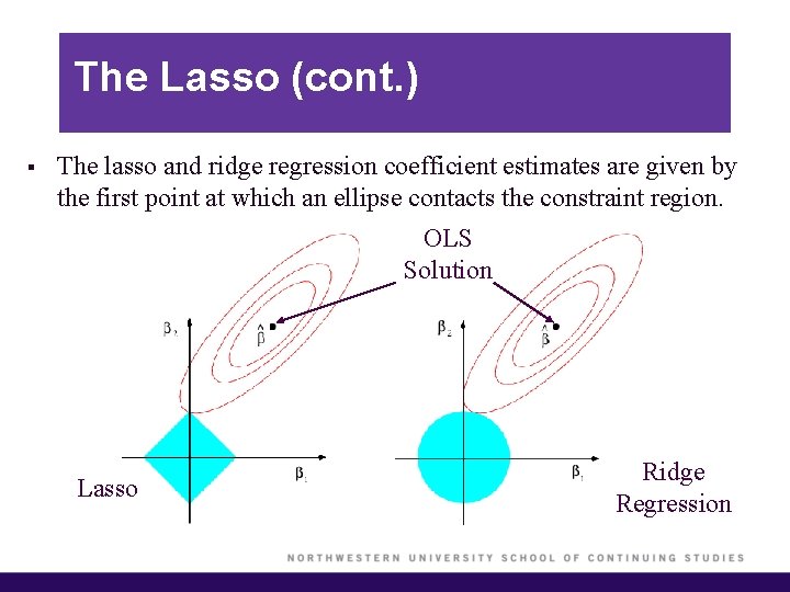 The Lasso (cont. ) § The lasso and ridge regression coefficient estimates are given