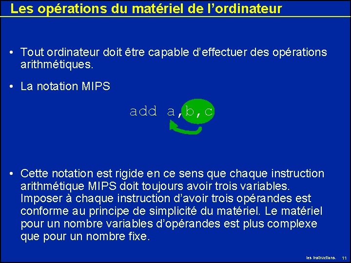 Les opérations du matériel de l’ordinateur • Tout ordinateur doit être capable d’effectuer des Les opérations du matériel de l’ordinateur • Tout ordinateur doit être capable d’effectuer des