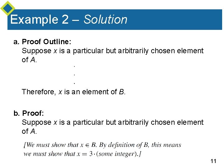 Example 2 – Solution a. Proof Outline: Suppose x is a particular but arbitrarily