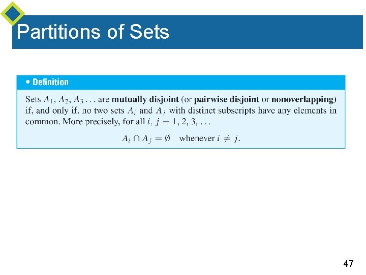 Partitions of Sets 47 