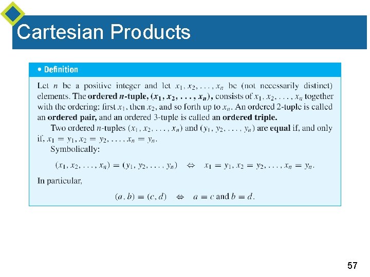 Cartesian Products 57 