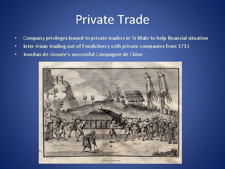 Private Trade • • • Company privileges leased to private traders in St Malo