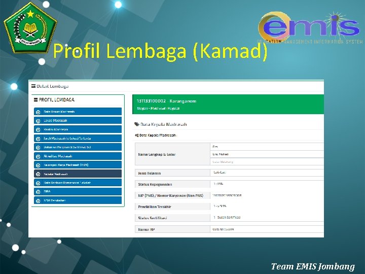 Profil Lembaga (Kamad) Team EMIS Jombang 