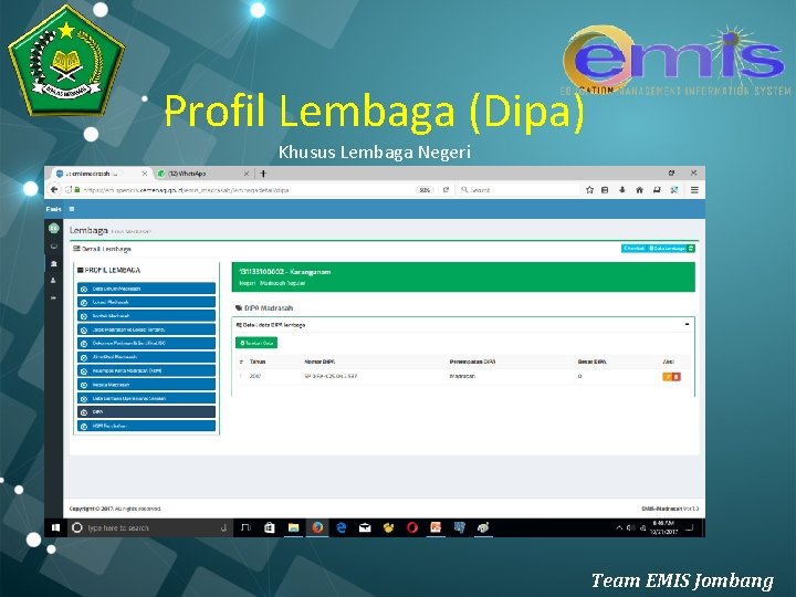 Profil Lembaga (Dipa) Khusus Lembaga Negeri Team EMIS Jombang 