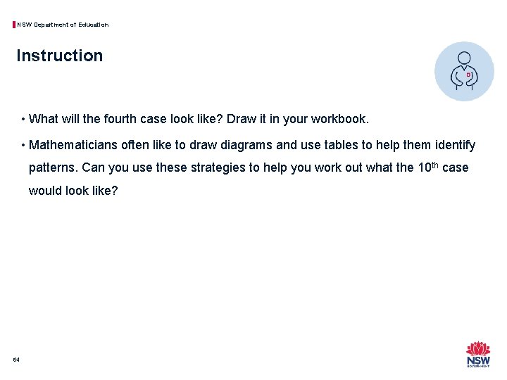 NSW Department of Education Instruction • What will the fourth case look like? Draw