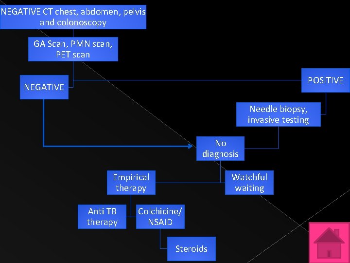 NEGATIVE CT chest, abdomen, pelvis and colonoscopy GA Scan, PMN scan, PET scan POSITIVE