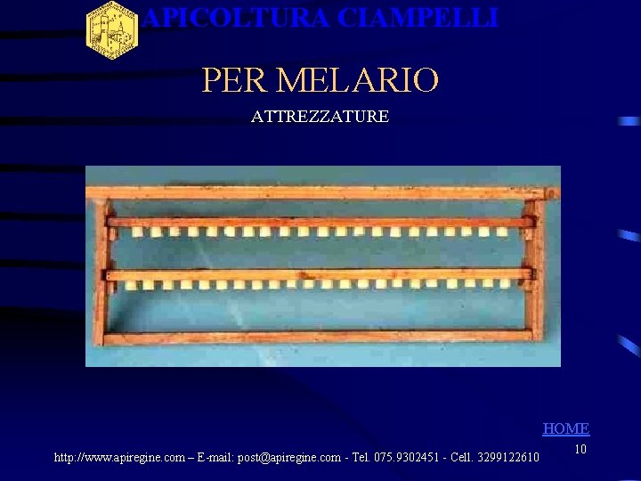 APICOLTURA CIAMPELLI PER MELARIO ATTREZZATURE HOME http: //www. apiregine. com – E-mail: post@apiregine. com APICOLTURA CIAMPELLI PER MELARIO ATTREZZATURE HOME http: //www. apiregine. com – E-mail: post@apiregine. com