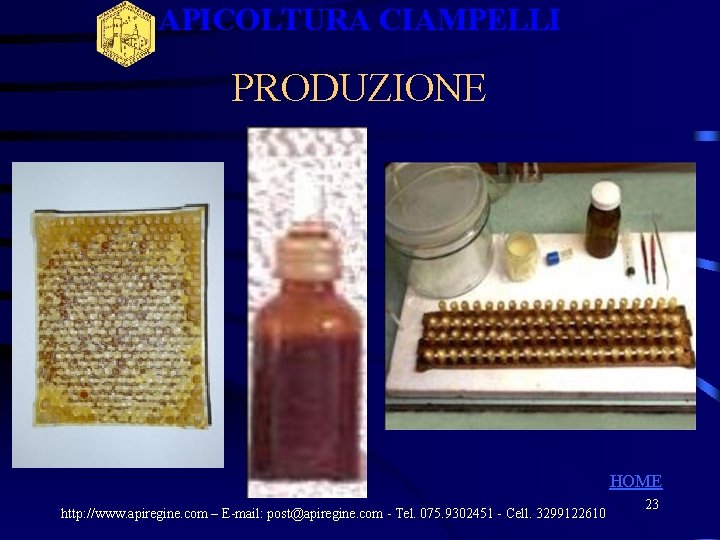 APICOLTURA CIAMPELLI PRODUZIONE HOME http: //www. apiregine. com – E-mail: post@apiregine. com - Tel. APICOLTURA CIAMPELLI PRODUZIONE HOME http: //www. apiregine. com – E-mail: post@apiregine. com - Tel.