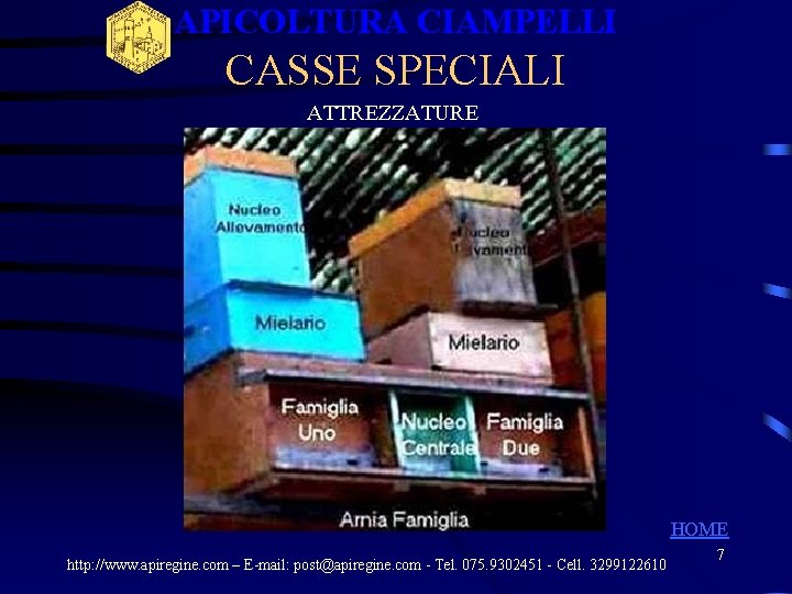 APICOLTURA CIAMPELLI CASSE SPECIALI ATTREZZATURE HOME http: //www. apiregine. com – E-mail: post@apiregine. com APICOLTURA CIAMPELLI CASSE SPECIALI ATTREZZATURE HOME http: //www. apiregine. com – E-mail: post@apiregine. com