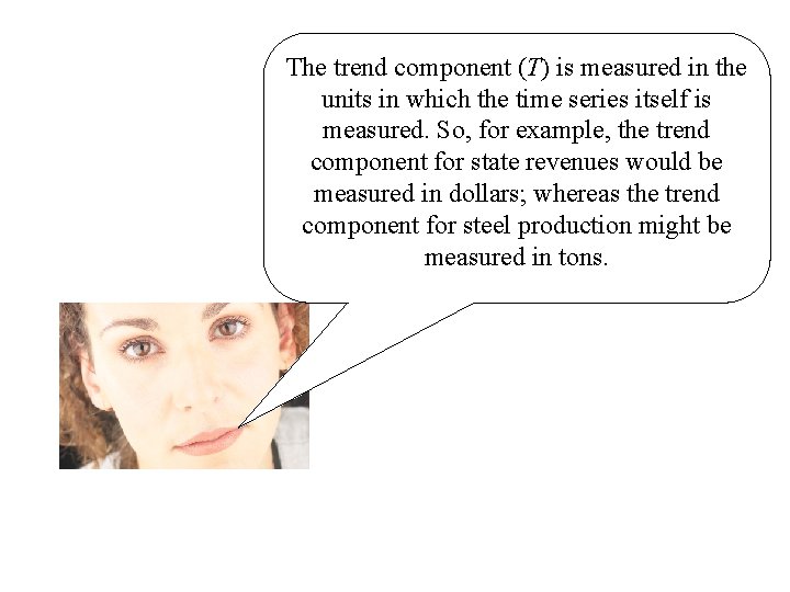 The trend component (T) is measured in the units in which the time series