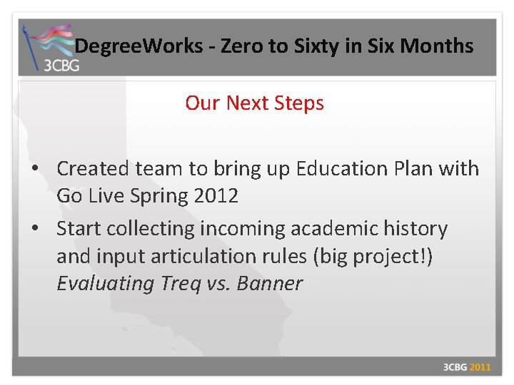 Degree. Works - Zero to Sixty in Six Months Our Next Steps • Created