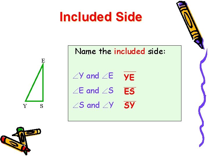 Included Side Name the included side: E Y S Y and E YE E