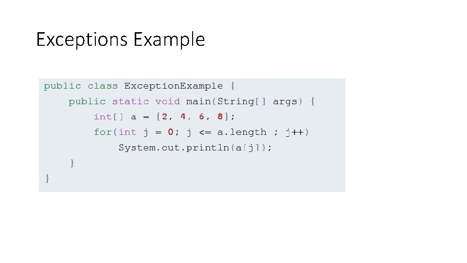 Exceptions Example 