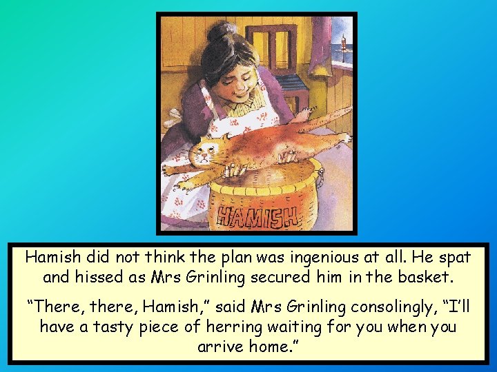 Hamish did not think the plan was ingenious at all. He spat and hissed