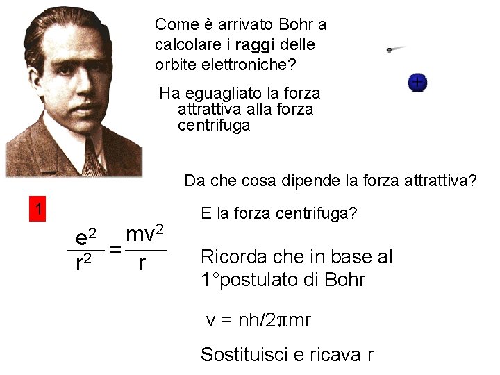 Come è arrivato Bohr a calcolare i raggi delle orbite elettroniche? Ha eguagliato la