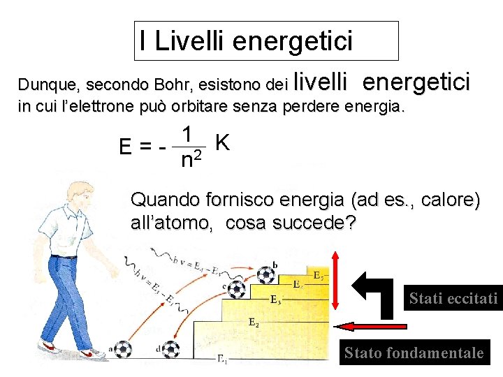 I Livelli energetici Dunque, secondo Bohr, esistono dei livelli energetici in cui l’elettrone può
