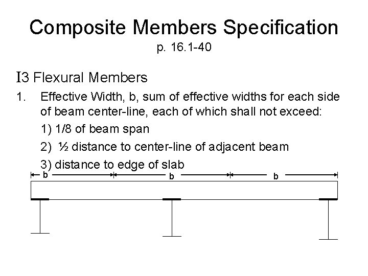 Composite Members Specification p. 16. 1 -40 I 3 Flexural Members 1. Effective Width,
