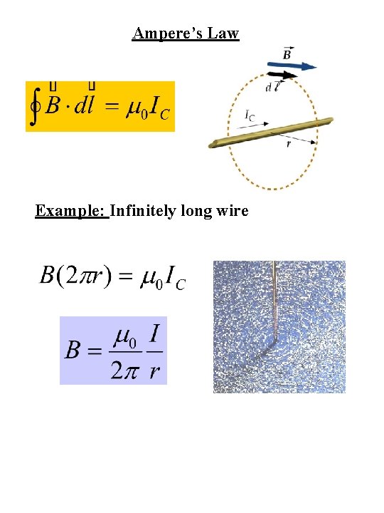 Ampere’s Law Example: Infinitely long wire 