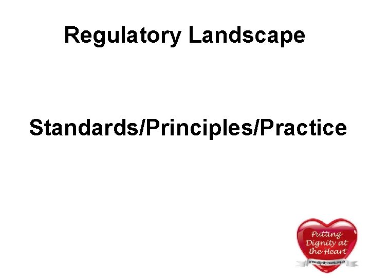 Regulatory Landscape Standards/Principles/Practice Regulatory Landscape Standards/Principles/Practice
