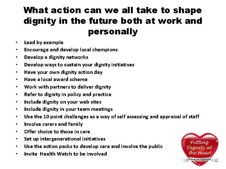 What action can we all take to shape dignity in the future both at What action can we all take to shape dignity in the future both at