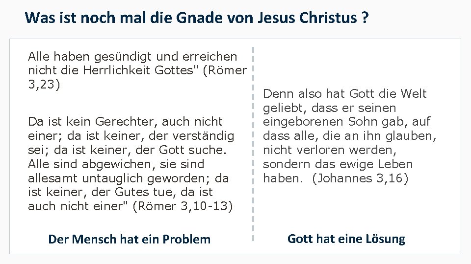 Was ist noch mal die Gnade von Jesus Christus ? Alle haben gesündigt und