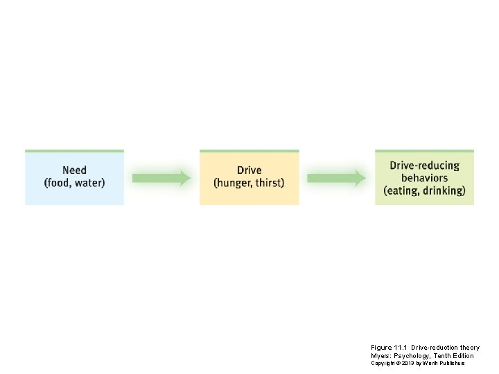 Figure 11. 1 Drive-reduction theory Myers: Psychology, Tenth Edition Copyright © 2013 by Worth