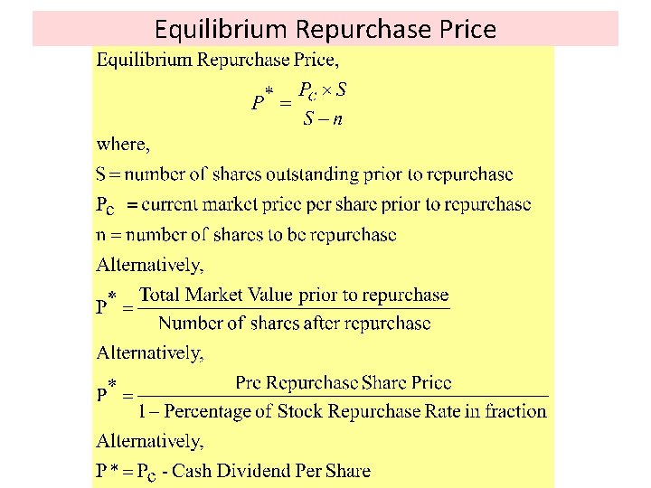 Equilibrium Repurchase Price 