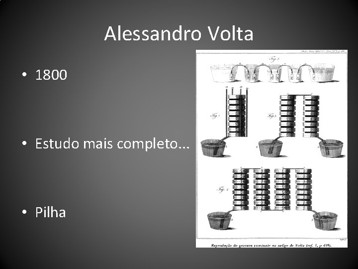 Alessandro Volta • 1800 • Estudo mais completo. . . • Pilha 