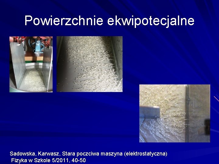 Powierzchnie ekwipotecjalne Sadowska, Karwasz, Stara poczciwa maszyna (elektrostatyczna) Fizyka w Szkole 5/2011, 40 -50