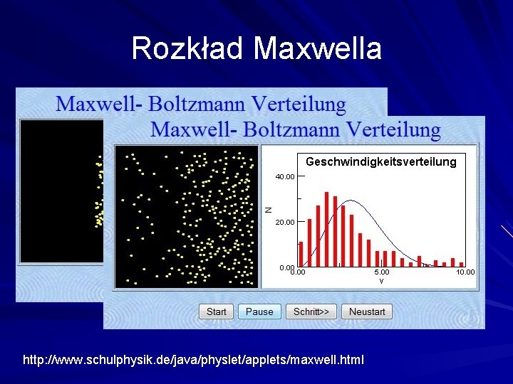 Rozkład Maxwella http: //www. schulphysik. de/java/physlet/applets/maxwell. html 