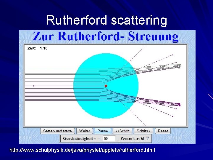 Rutherford scattering http: //www. schulphysik. de/java/physlet/applets/rutherford. html 